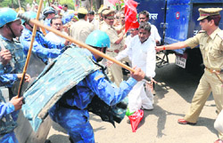  ... activists during a nationwide bandh in Allahabad on Tuesday. — AFP