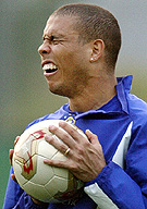 Roque Junior of Brazil before the England v Brazil, World Cup Quarterfinal  Stage match played at the Shizuoka Stadium…