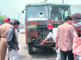 The MC truck involved in the mishap.