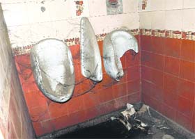 Abandoned public toilets near the BMC Chowk on the bus stand road which are in a dilapidated condition despite not having been used much